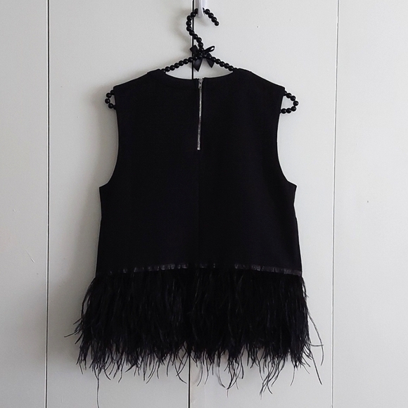 Endless Rose Black Feathered Hem & Exposed Silvertone Zipper Camisole Size Small - Picture 5 of 16